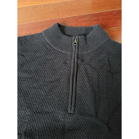 Billy Reid Quarter Zip Sweater Mens Size L Navy Ribbed Knit 100% WOOL - Picture 2 of 6